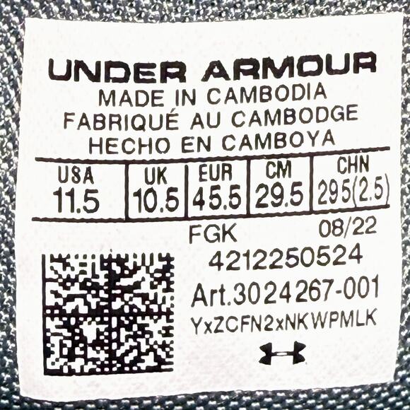 Under Armour Charged Bandit Trek 2 Mens 11.5 Hiking Shoes Sneakers Black Gray - Picture 10 of 11